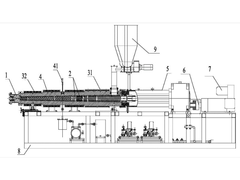 twin screw extruder drawing