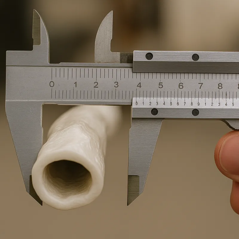 Plastic extrusion troubleshooting guide：An image showing calipers measuring an extruded pipe with a diagram illustrating warping