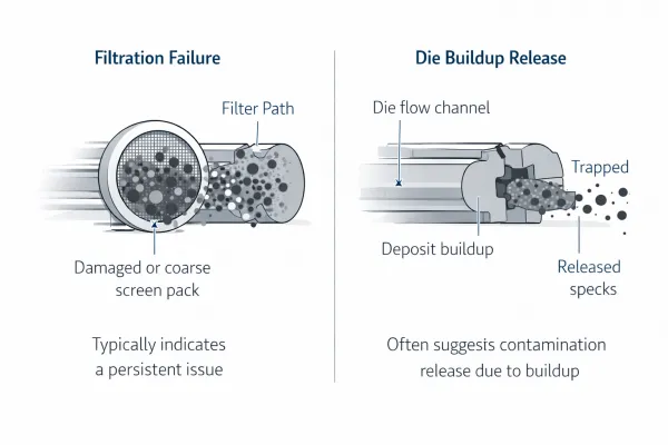 Échec de la filtration par rapport à la libération de l'accumulation de la filière dans le cadre du dépannage de la contamination de l'extrusion de matières plastiques
